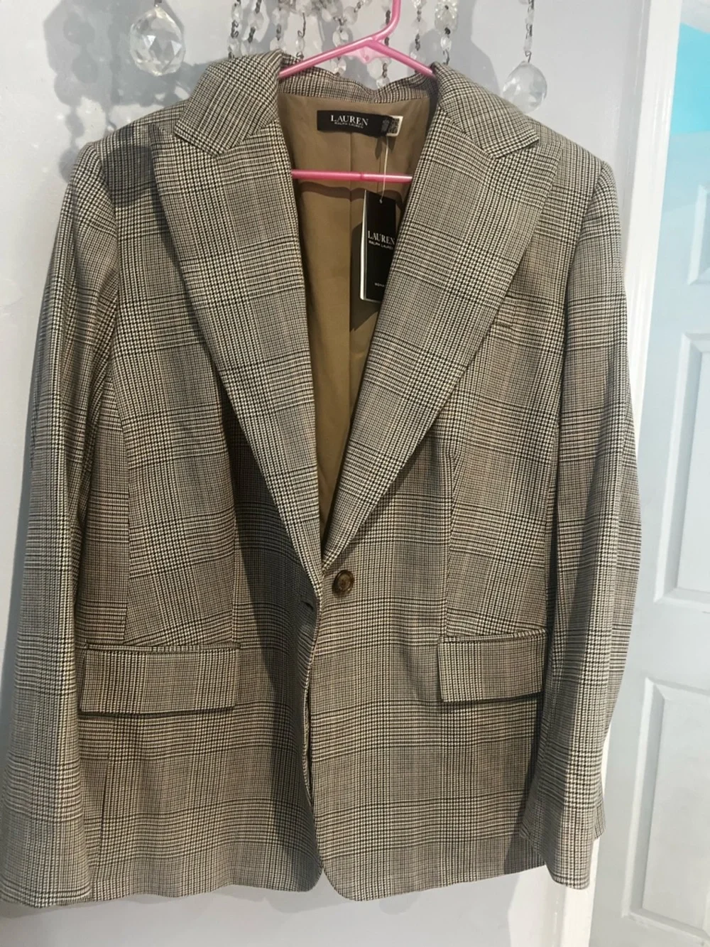 RALPH LAUREN WOMEN'S  GLEN PLAID COTTON-BLEND TWILL BLAZER NWT - Picture 2 of 5